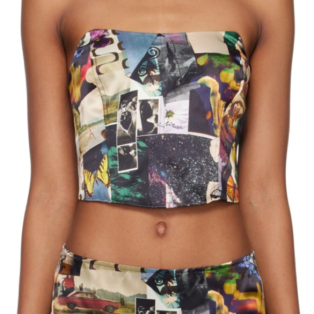 Reformation silk multi color bustier